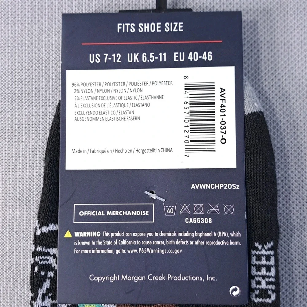 2 Pair One Size Ace Ventura‎ Ankle Socks Black/Gray Shoe Size 7-12